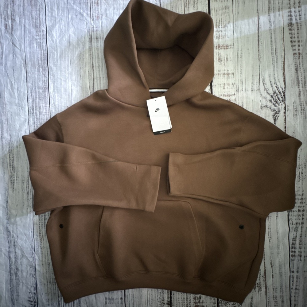 Nike Tech Fleece Pullover Hoodie Mens Medium Cacao Wow Brown HV6535-235 NEW